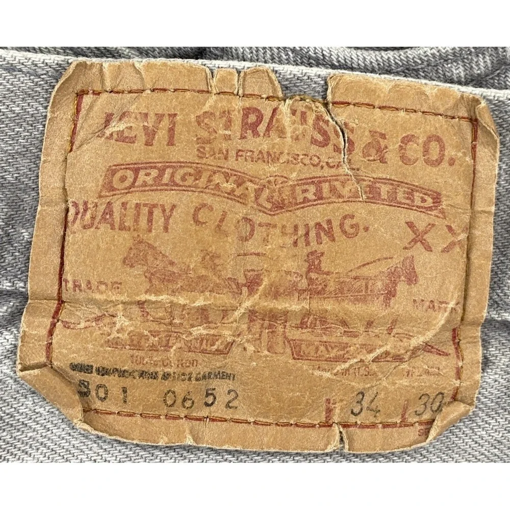 Vintage Levi's 501‎ 0652 Gray Denim Jeans USA Faded Actual 32x29